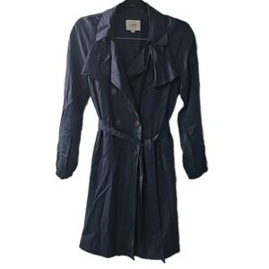 Ann Taylor Loft Blue Double Breasted Belted Lined Trench Coat Womens Size XS